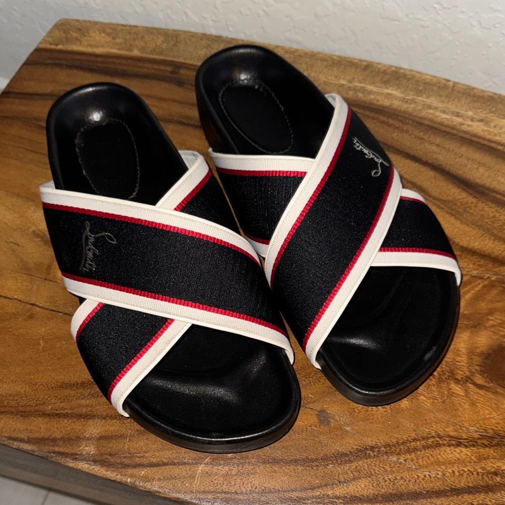 Christian Louboutin Hot cross Biz slides Black and Red  Sandals 40